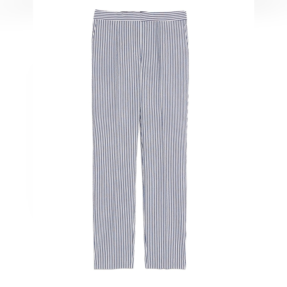 Zara Women's Striped Ankle Pants - Blue and White Jogging Pants